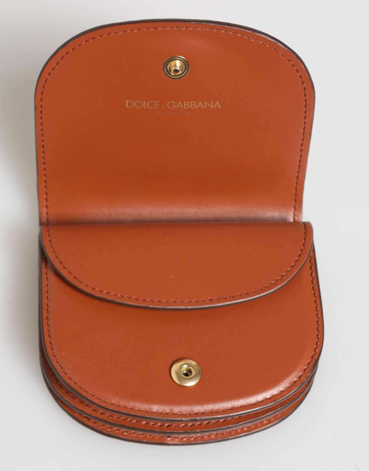 Dolce & Gabbana brun svart kalveskinnslommebok med leopardtrykk og logoplakett