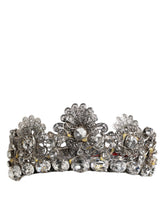 Dolce & Gabbana LED Crystal Embellished Silver Floral Filigree Crown Tiara