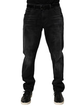 Dolce & Gabbana Svarta Tvättade Bomulls Skinny Herrjeans