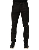 Dolce & Gabbana Dark Brown Tattered Cotton Skinny Denim Jeans