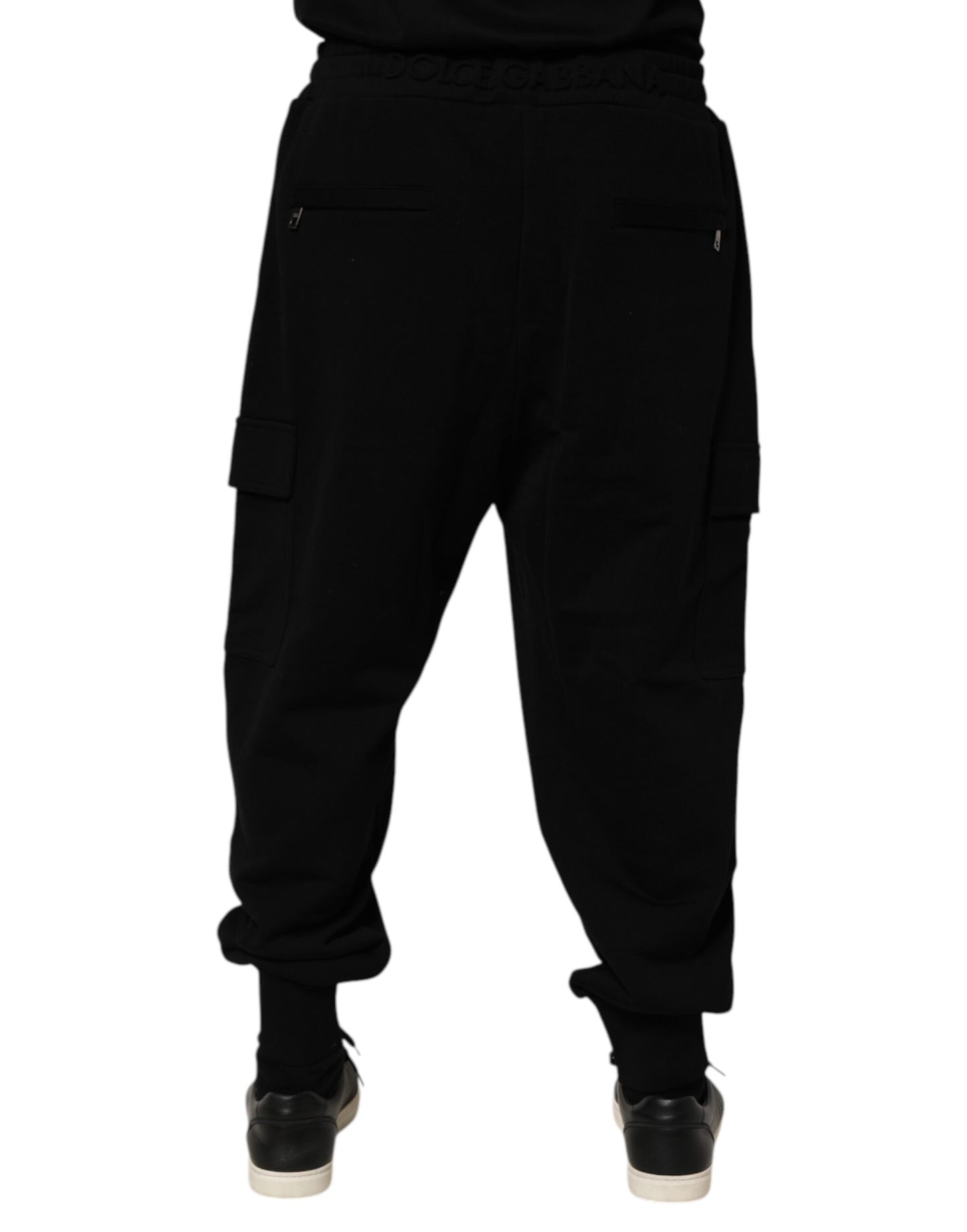 Dolce & Gabbana Svarta Cargo Joggingbyxor i Bomullsblandning med Dragsko