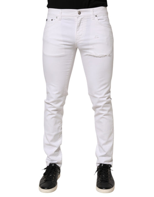 Dolce & Gabbana Vita Ripped Cotton Skinny Herrjeans