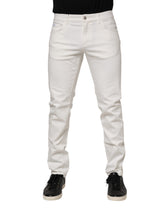Dolce & Gabbana Off White Bomullsstretch Slim Fit Denim Jeans