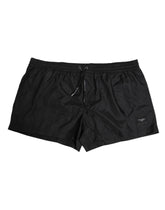 Dolce & Gabbana Svarta Logotyp Polyester Strandkläder Shorts Badkläder