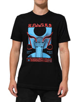 Dolce & Gabbana svart t-shirt i bomull med musikaliskt tryck och rund hals