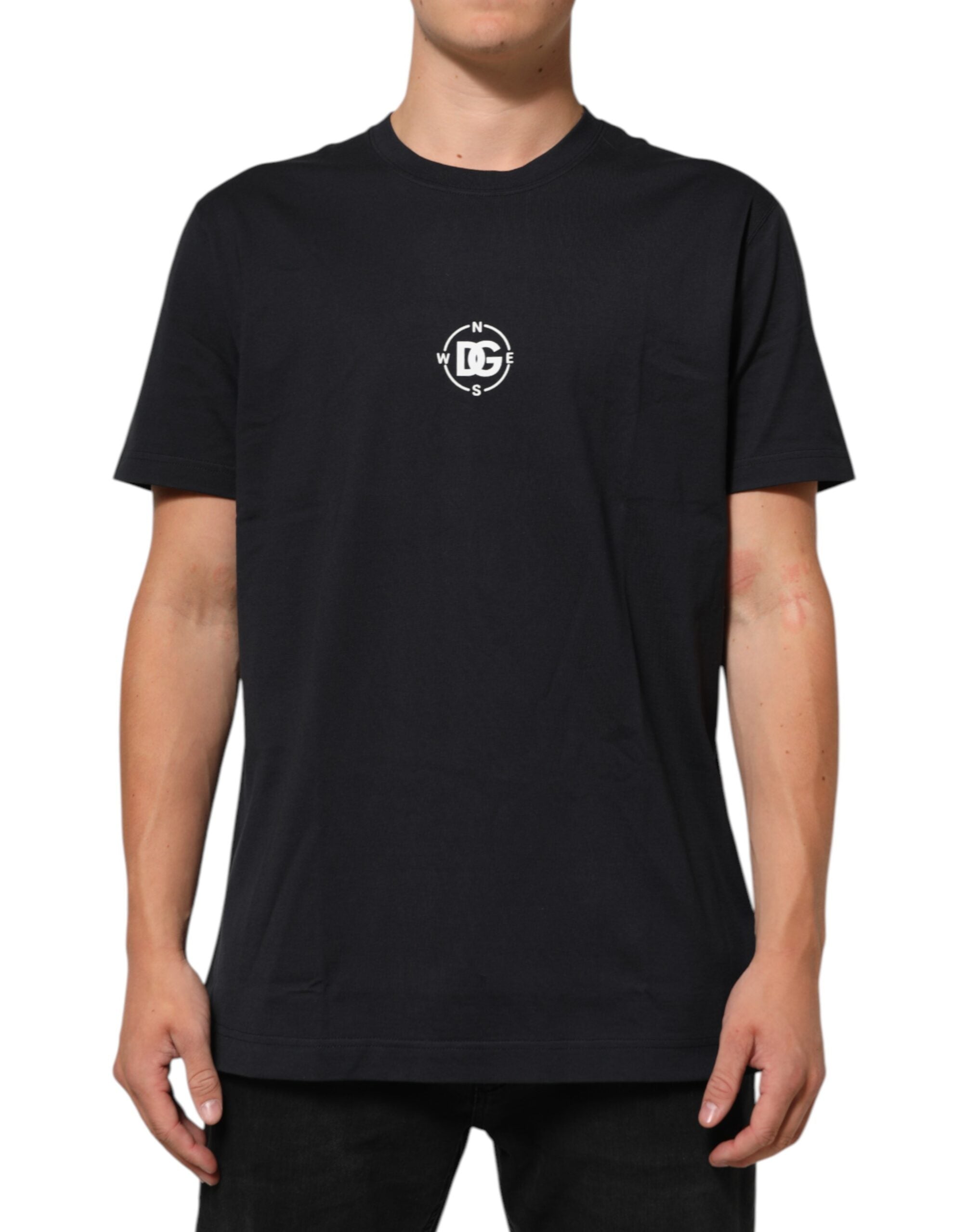 Svart Logo Compass bomulls-T-skjorte med rund hals