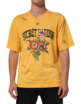 Dolce & Gabbana Yellow Secret Graden Floral Cotton Crew Neck T-shirt