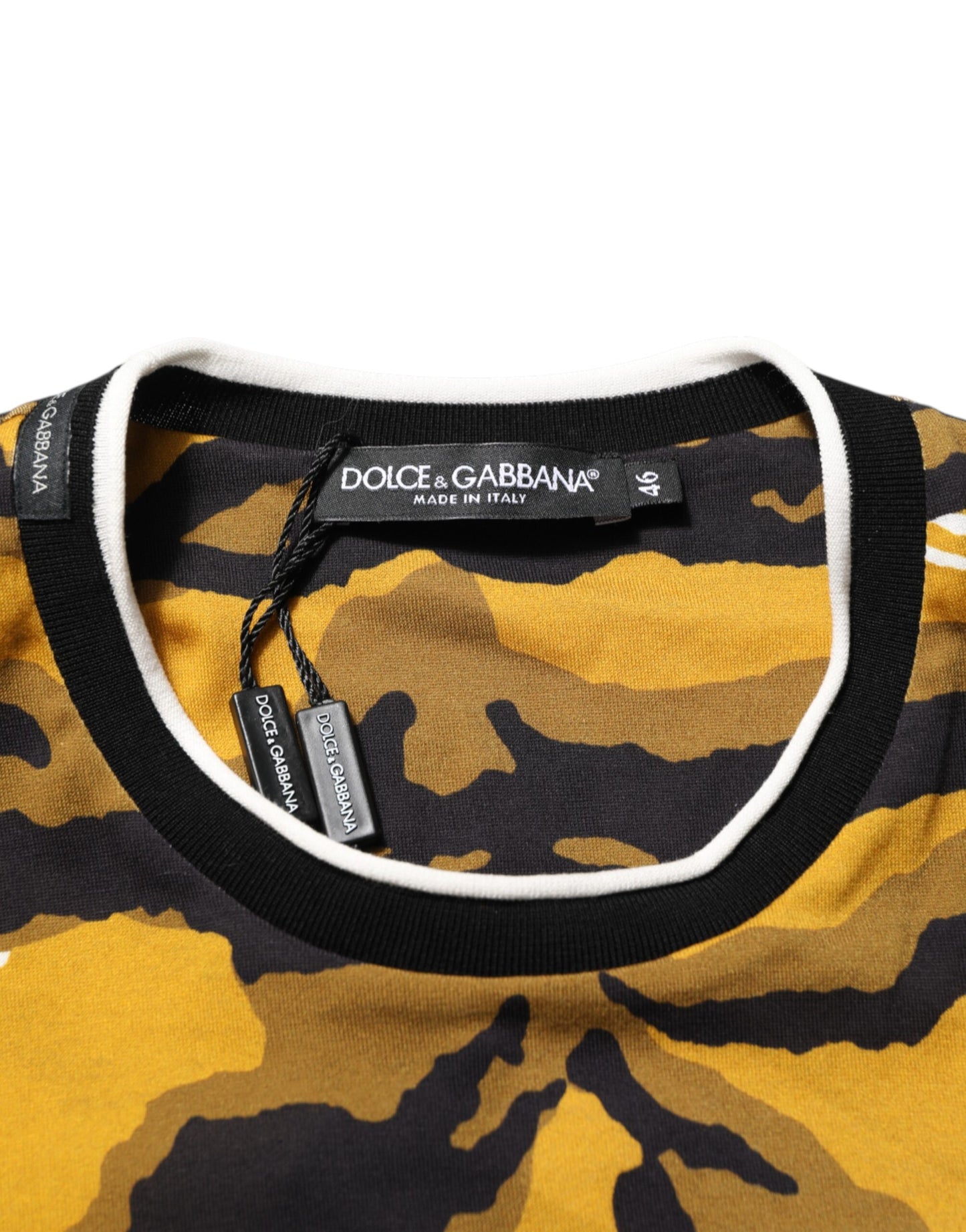 Dolce & Gabbana Flerfärgad Leopard Palm Leaf Herr T-shirt med rund hals