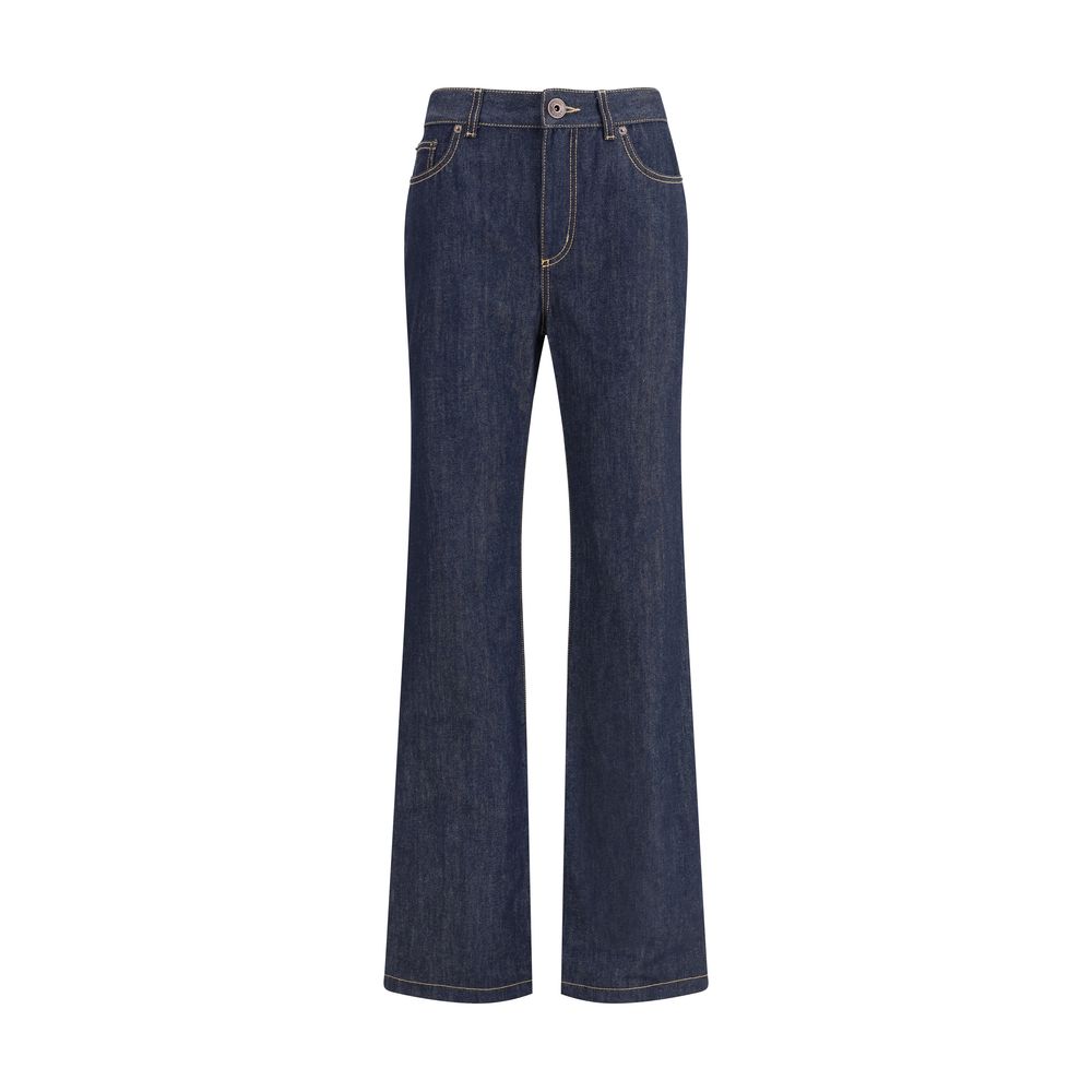 Denimjeans har raka ben