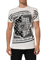 Dolce & Gabbana Vit bomullslogotyp Bandana-tryck Herr T-shirt