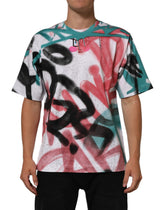 Dolce & Gabbana Vit Graffiti Rundringad T-shirt Med Korta Ärmar