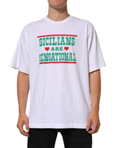 Dolce & Gabbana Vit T-shirt med rund hals och grafiskt tryck i bomull