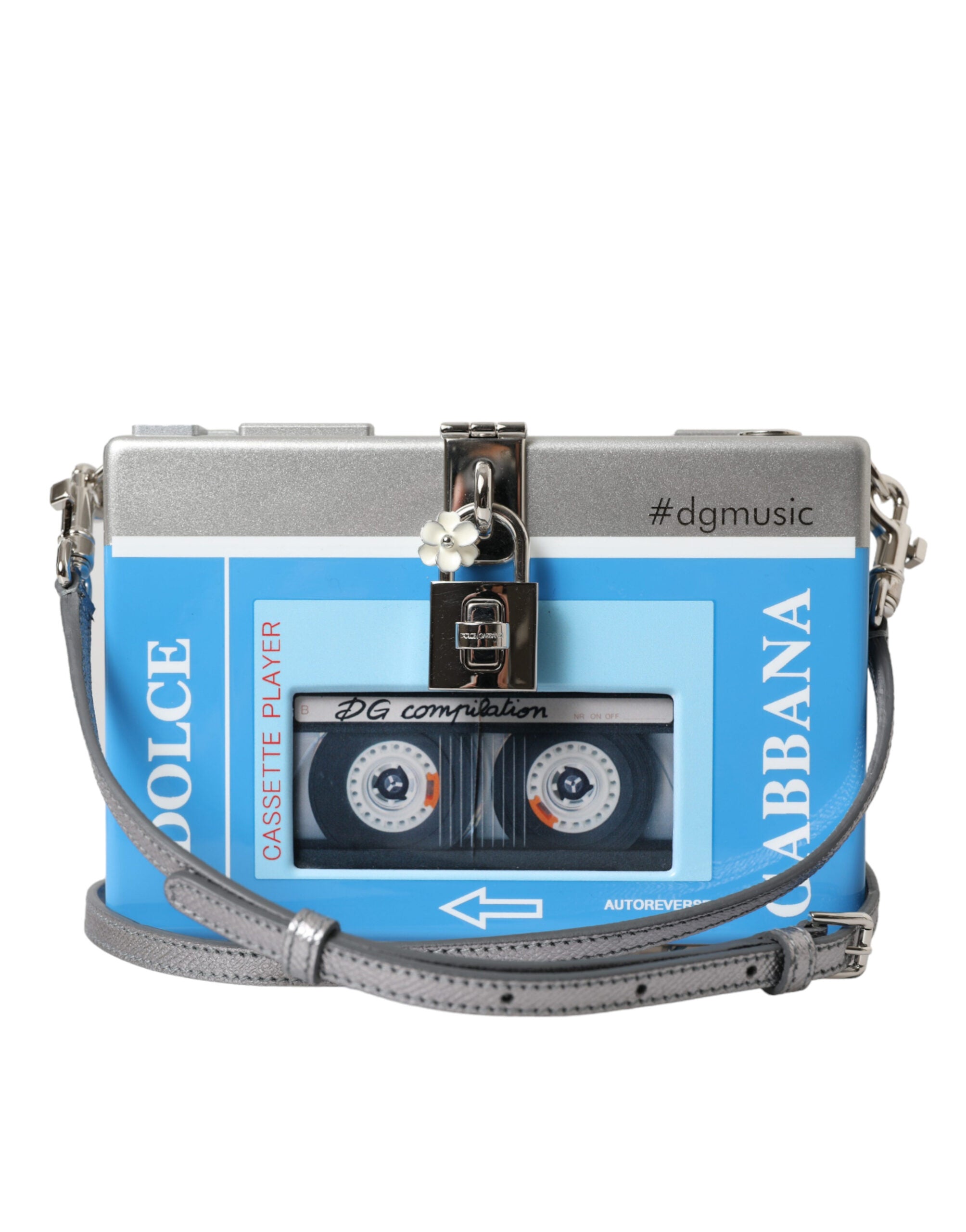 Blå Silverfärgad Walkman Box Kuvertväska i Trä