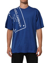 Dolce & Gabbana Blå Logotyptryck Bomull Rund Hals Herr T-shirt