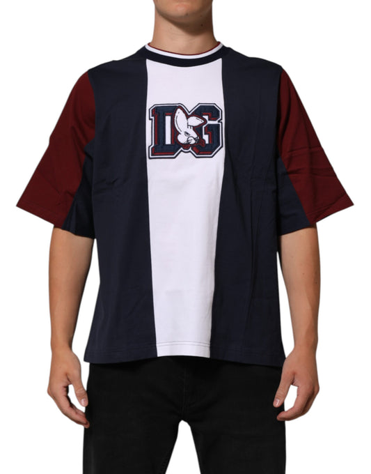 Dolce & Gabbana Flerfärgad Randig Bomull Herr T-shirt Med Rund Hals