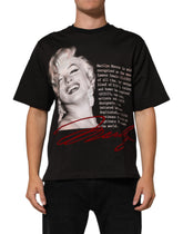 Dolce & Gabbana Svart Marilyn Monroe Bomulls-T-shirt med Rund Hals
