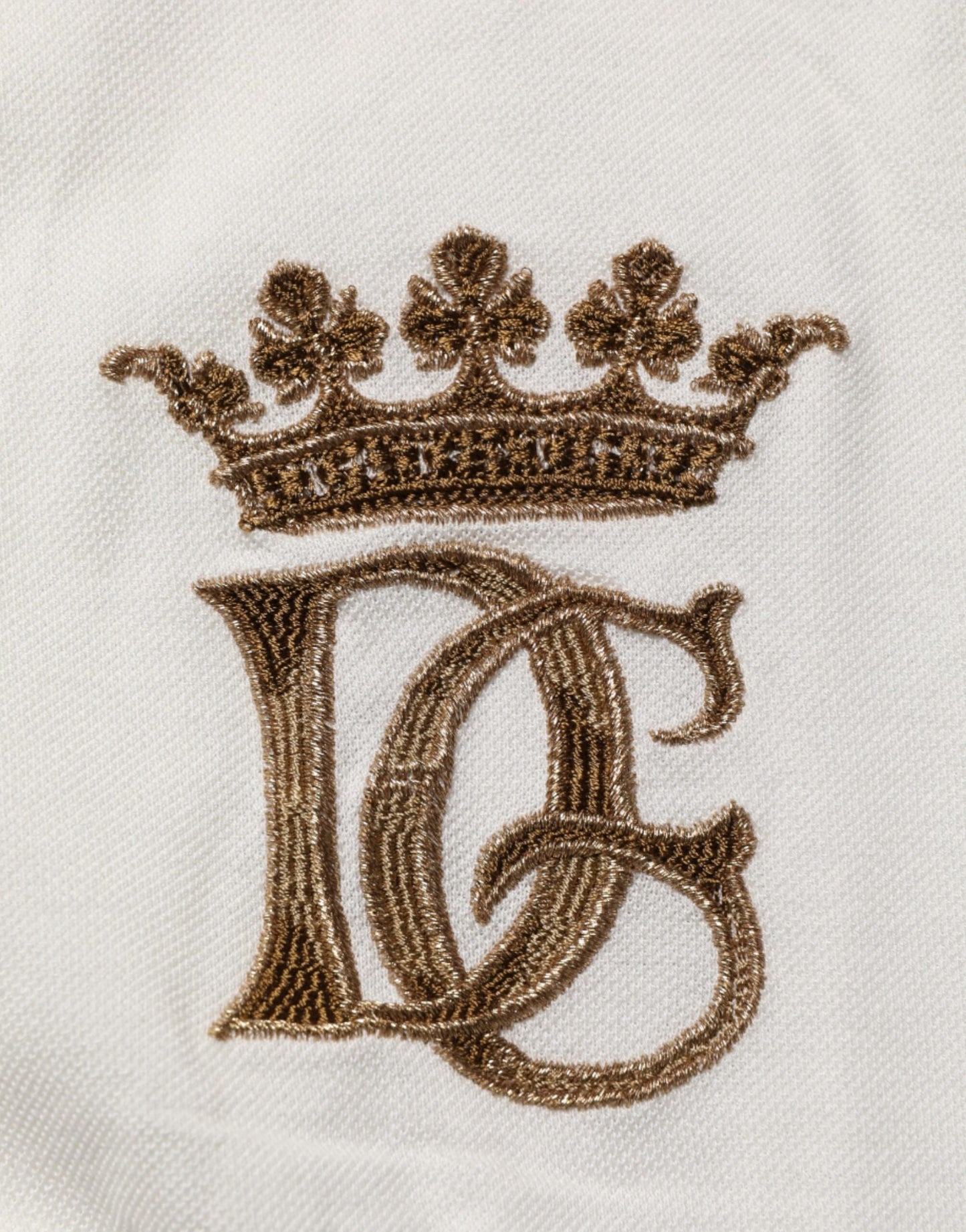 Dolce & Gabbana Vit Logotypbroderad Bomullspikétt-t-shirt