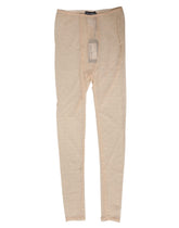 Dolce & Gabbana Beige Nylon Stretchiga Logotyp Spetsleggings Underkläder