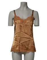 Dolce & Gabbana Brown Floral Lace Tank Lingerie Sleepwear Underwear