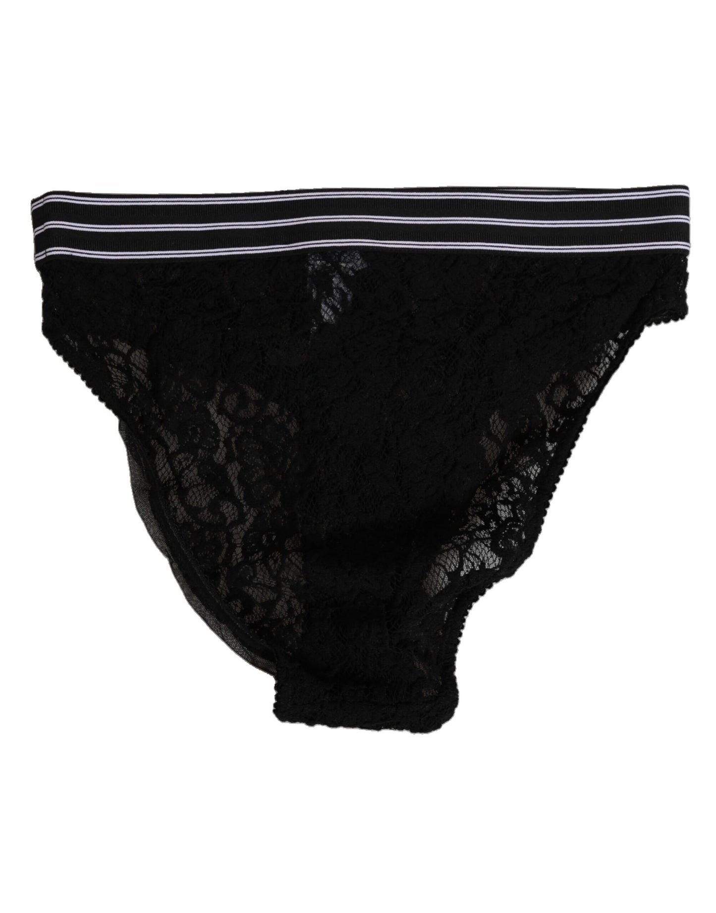 Dolce & Gabbana Black Lace Slip Brief Logo Waistband Underwear