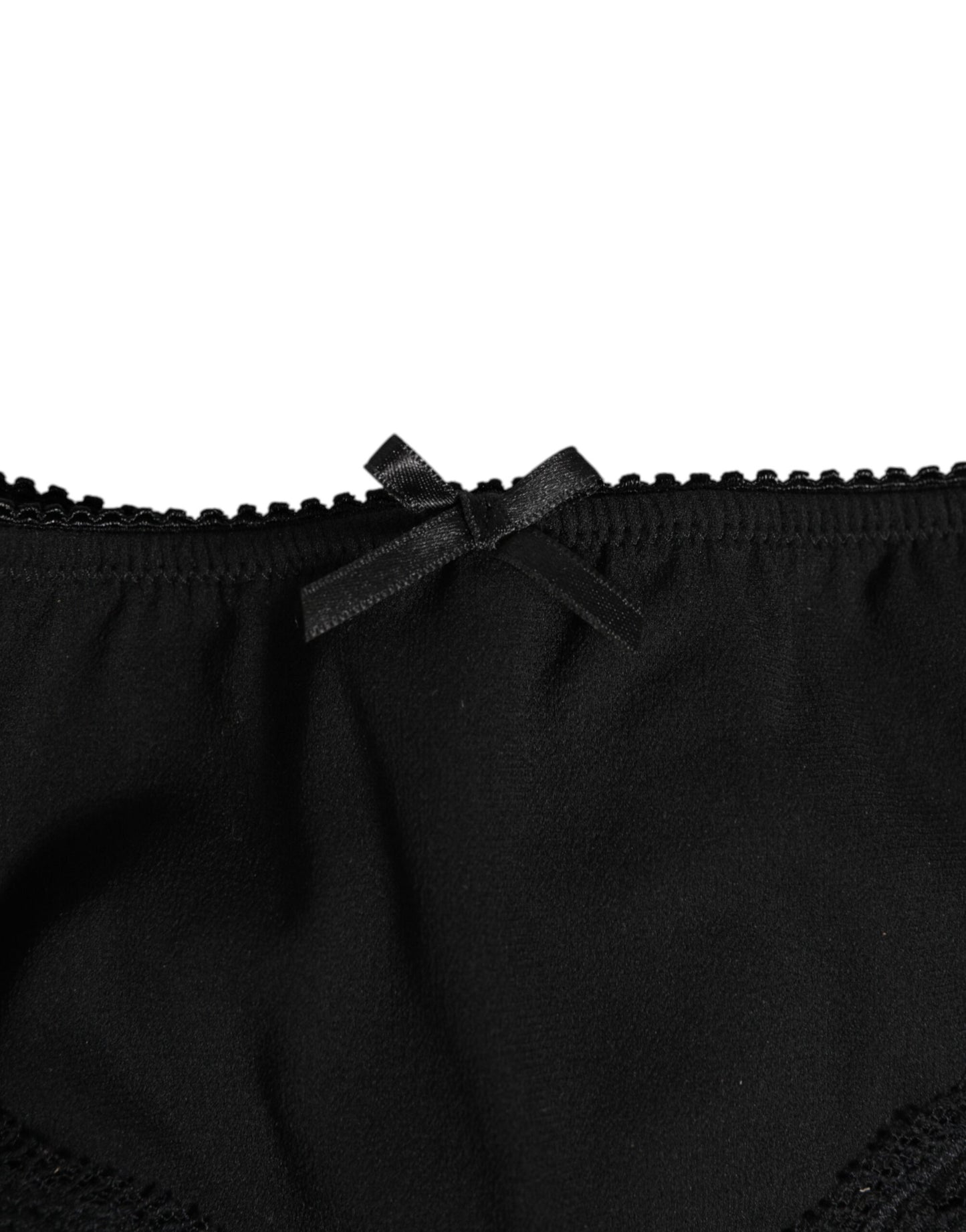 Dolce & Gabbana Black Silk Satin Floral Lace Panty Brief Underwear