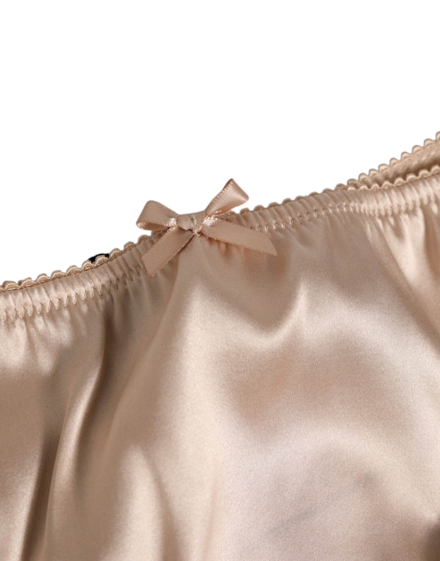 Dolce & Gabbana Beige Siden Satin Blommig Spets Trosa Underkläder