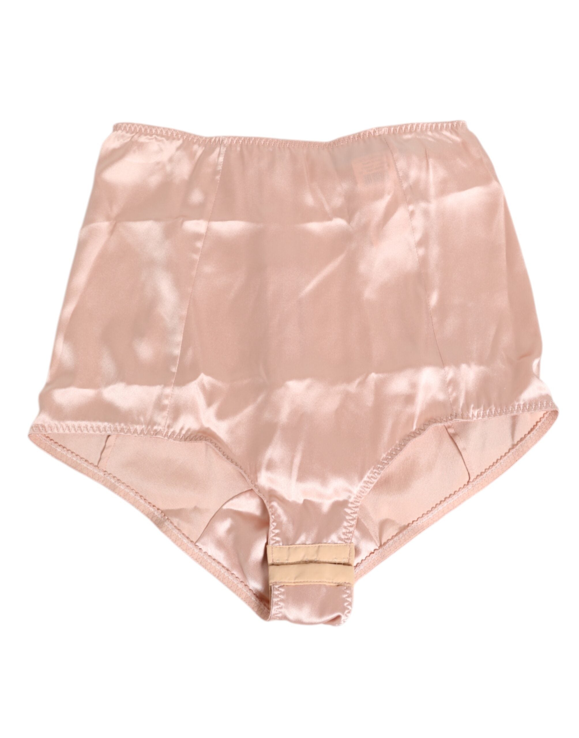 Rosa acetat shorts med høy midje og truseundertøy