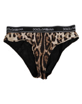 Dolce & Gabbana Brown Leopard Nylon High Waist Panty Underwear