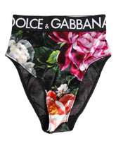 Dolce & Gabbana Svarta Blommiga Trosor med Hög Midja
