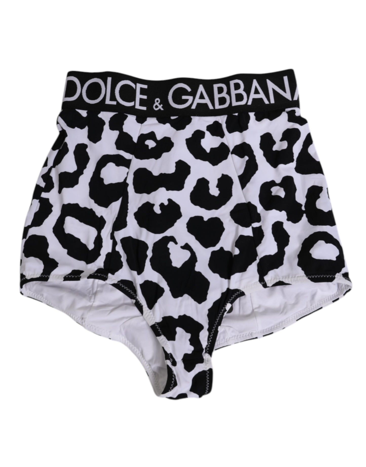 Dolce & Gabbana White Leopard Nylon High Waist Girdle Underwear