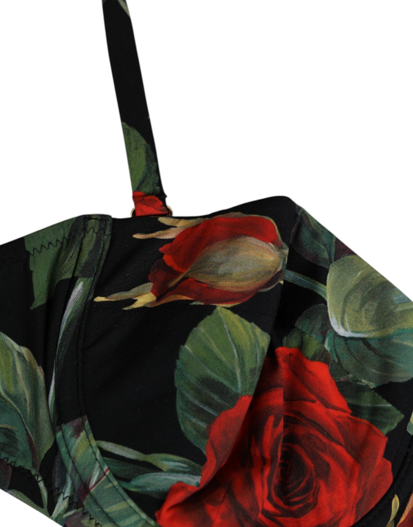 Dolce & Gabbana Black Floral Nylon Padded Balconnet Bra Underwear