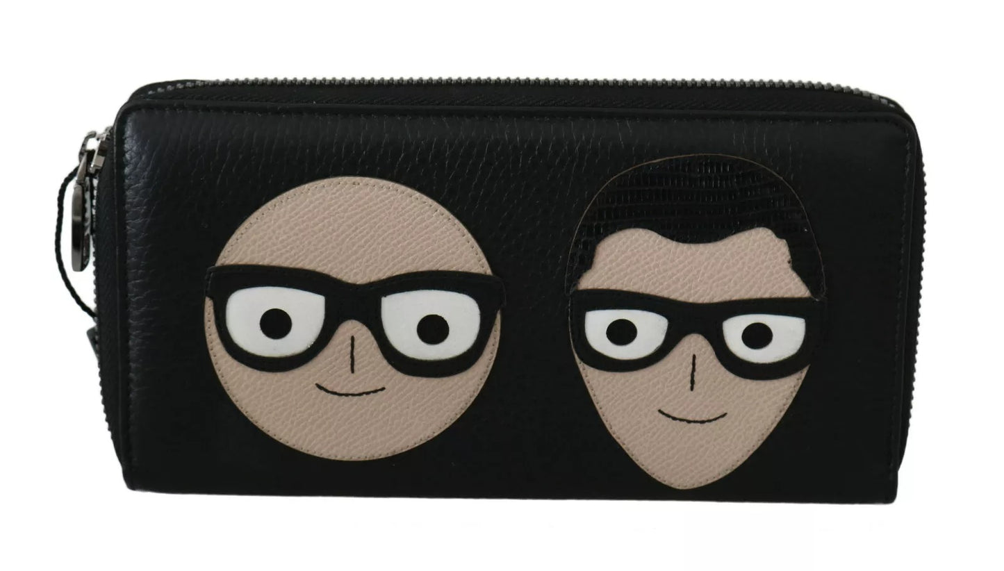 Dolce & Gabbana svart skinn #DGFAMILY glidelås Continental herrelommebok