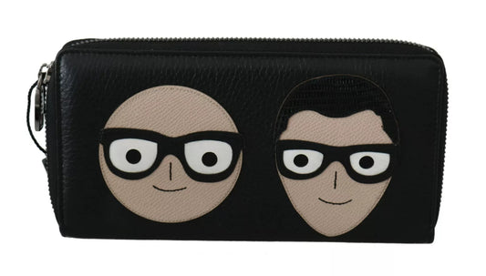 Dolce & Gabbana svart skinn #DGFAMILY glidelås Continental herrelommebok