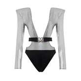 Dolce & Gabbana Grå Viskos Baddräkt i Helt Delat