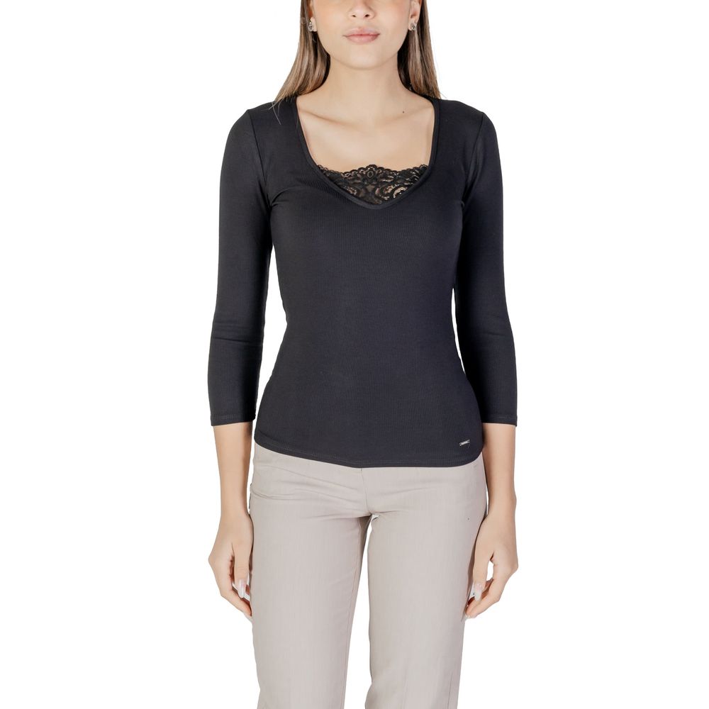 Morgan De Toi Black Viscose Long Sleeve T-Shirt