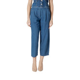 ICHI Blue Cotton Cropped Jeans
