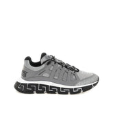 Versace Silver Fabric Athletic Sneakers