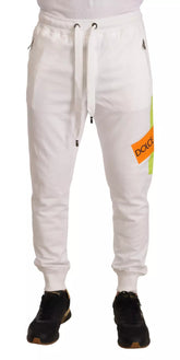Dolce & Gabbana White Cotton Logo Patch Sweatpants Jogging Pants