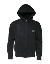 Dolce & Gabbana Black Logo Full Zip Hooded Sweatshirt Sweater