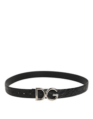 Dolce & Gabbana Black Exotic Leather DG Logo Buckle Belt