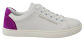 Dolce & Gabbana White Suede Leather Low Top Sneakers Shoes