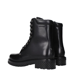 Off-White Black Leather Ankle Boots