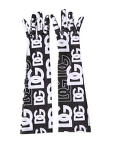 Dolce & Gabbana Black White DG Logo Elbow Length Mitten Gloves