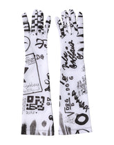 Dolce & Gabbana Black White DG Logo Elbow Length Mitten Gloves