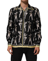 Dolce & Gabbana Black Silk Pin Up Printed Button Down Shirt