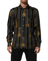 Dolce & Gabbana Black Dotted Tassel Silk Button Down Shirt