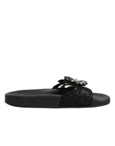 Dolce & Gabbana Black Devotion Matelassé Leather Slides Shoes