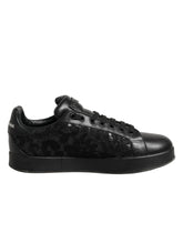 Dolce & Gabbana Black Floral Lace Low Top Sneakers Shoes