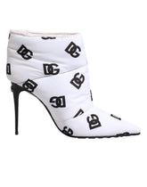 Dolce & Gabbana White DG Logo Heels Short Boots Shoes