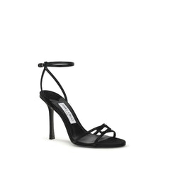 Jimmy Choo Black Calf Leather Bos Taurus Stiletto Heel Sandals